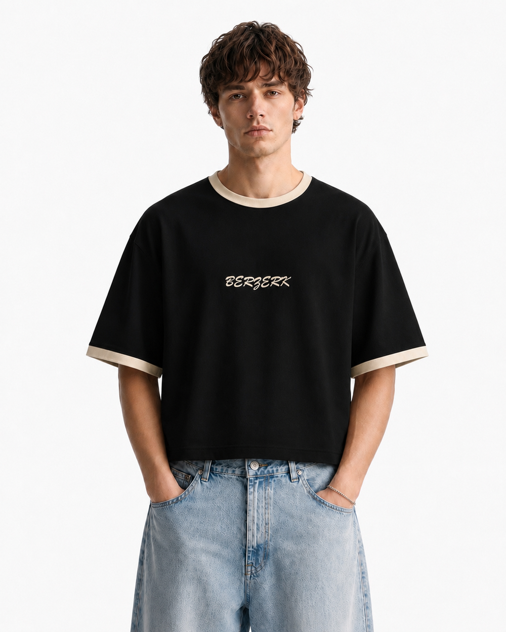 BERZERK Midnight Ringer Crop Boxy Fit Tee