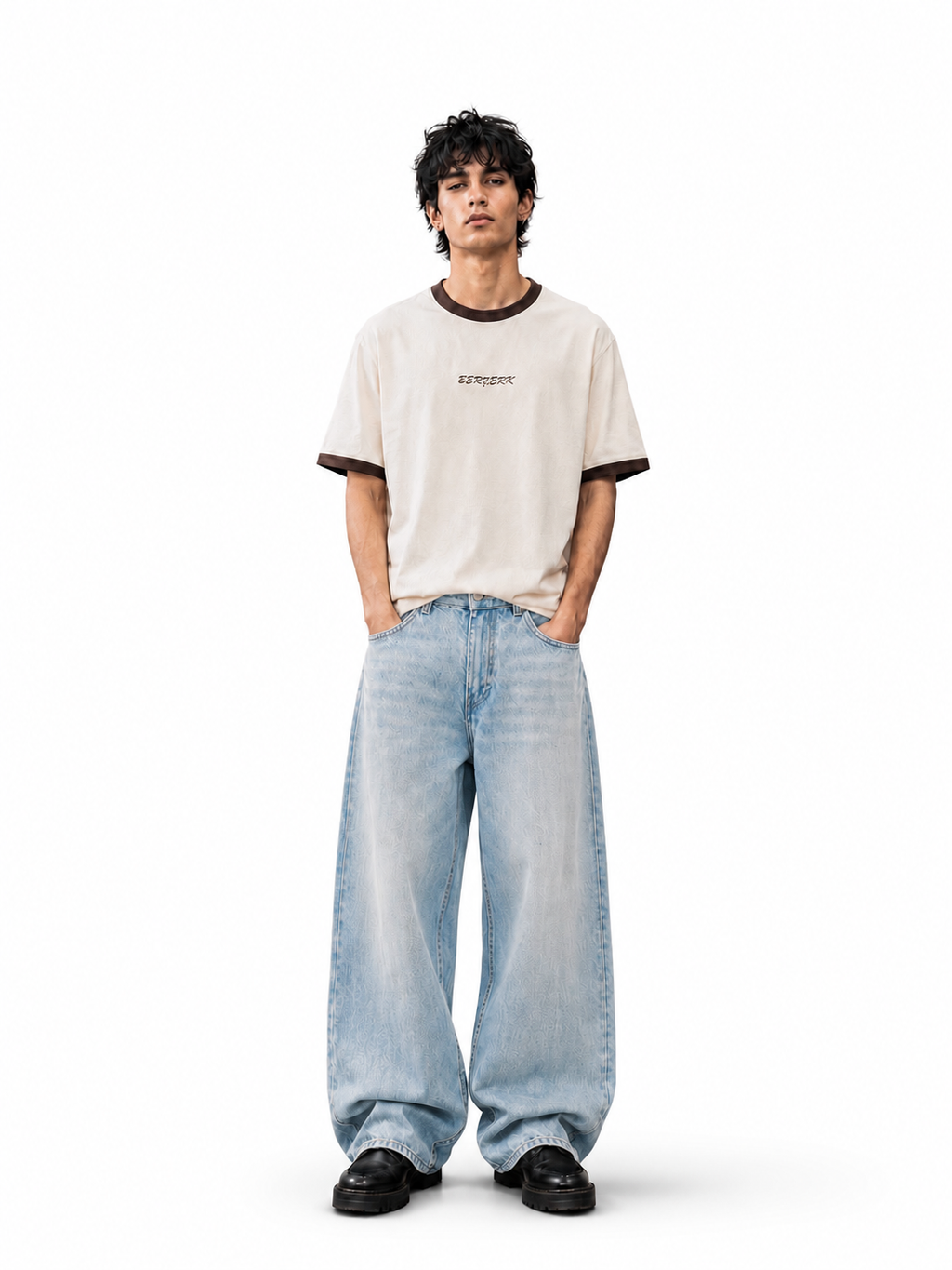ICE BLUE WASHED BALLOON FIT DEMIM JEANS