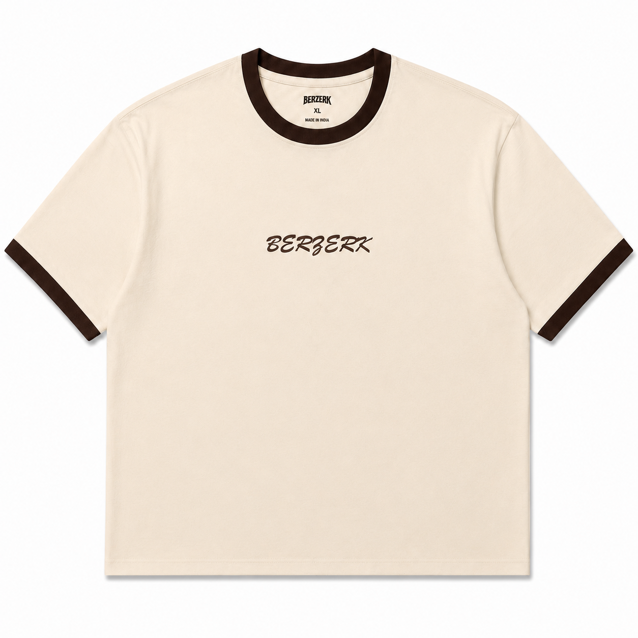 BERZERK Mocha Ringer Crop Boxy Fit Tee