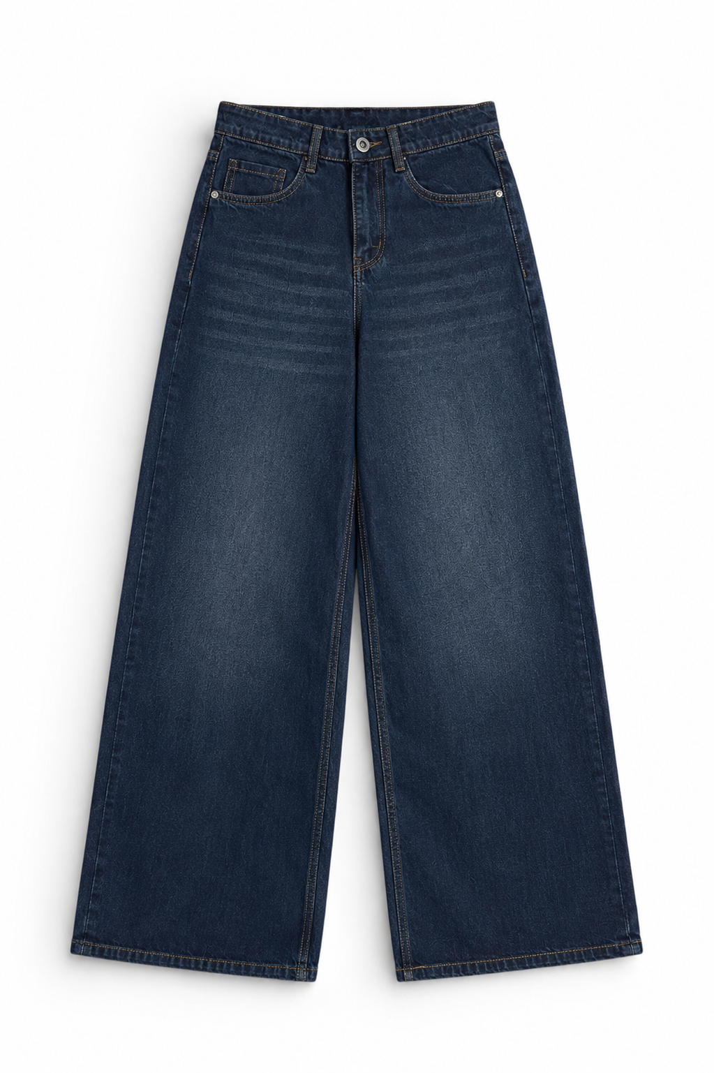 CHARCOAL BLUE WASHED WIDE LEG DENIM