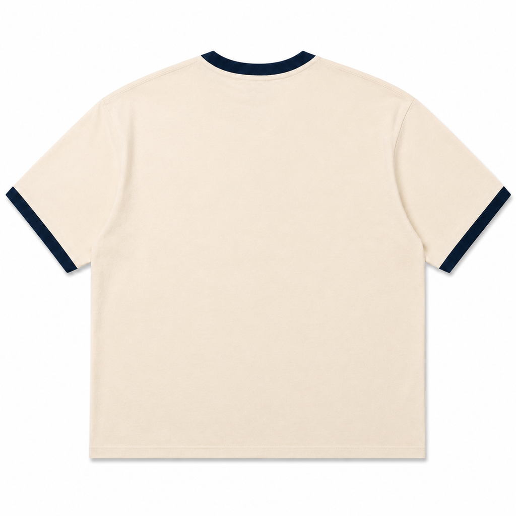 BERZERK Navy Ringer Crop Boxy Fit Tee