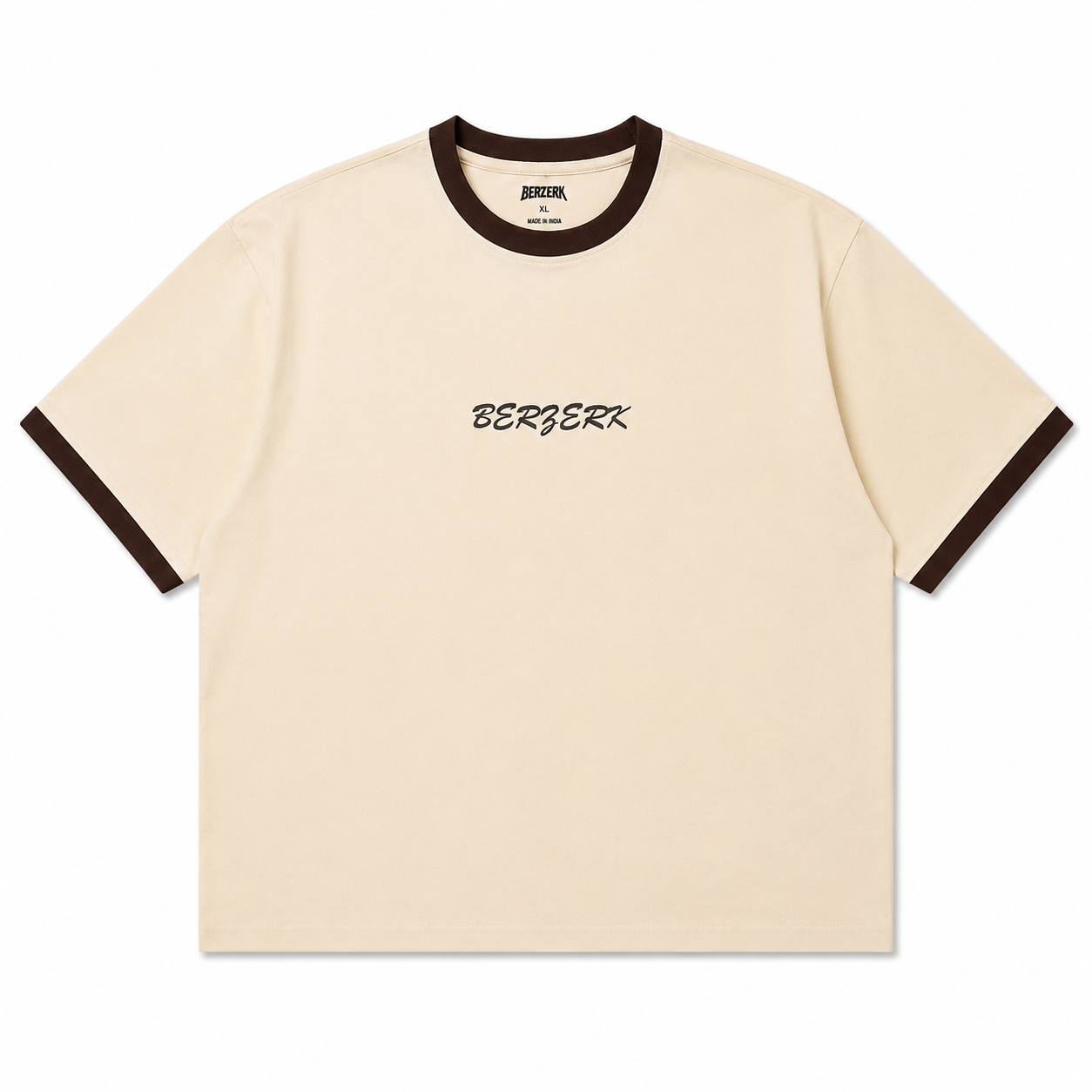 BERZERK Mocha Ringer Crop Boxy Fit Tee