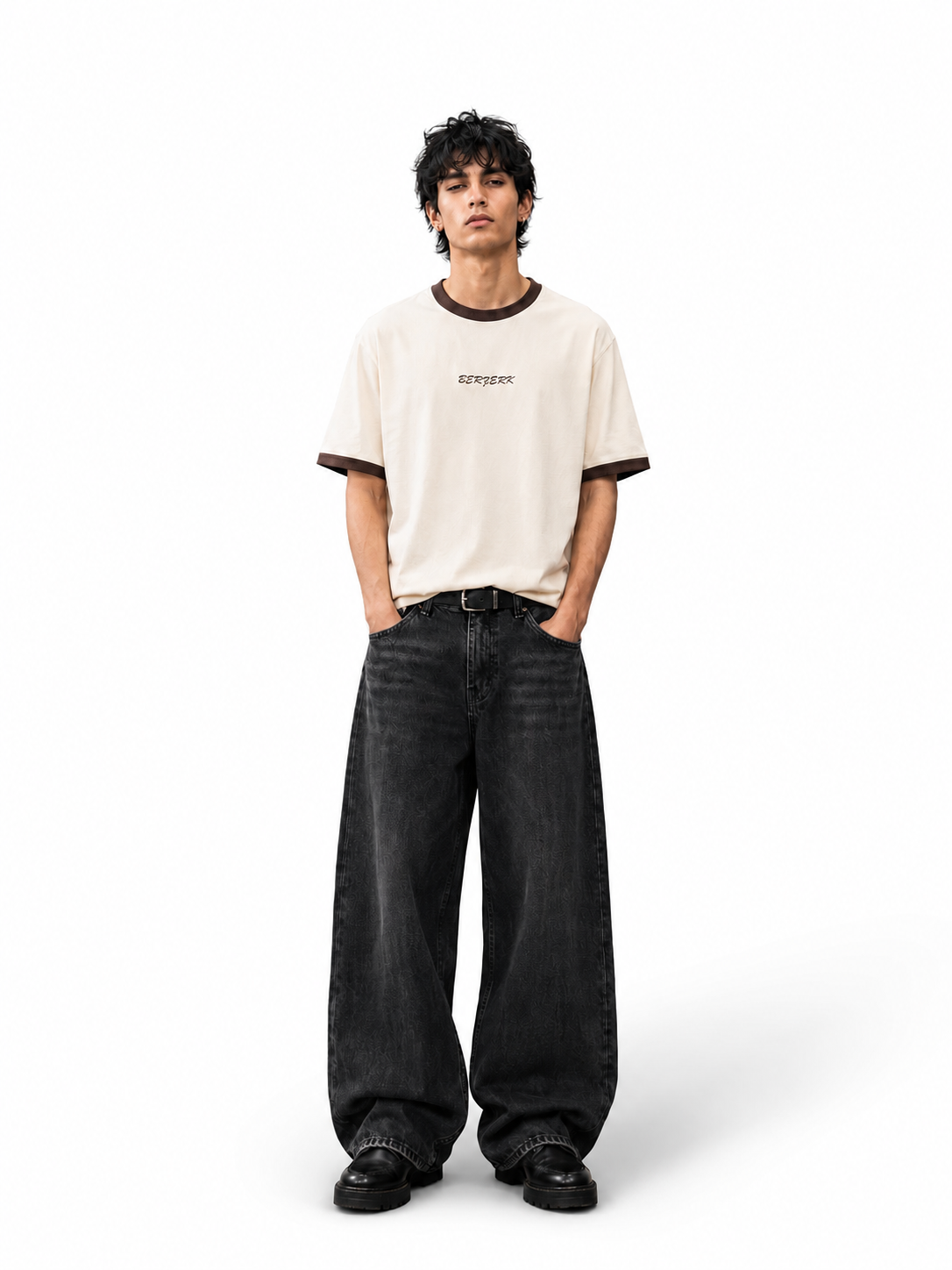 BLACK WASHED BALLOON FIT DENIM JEANS