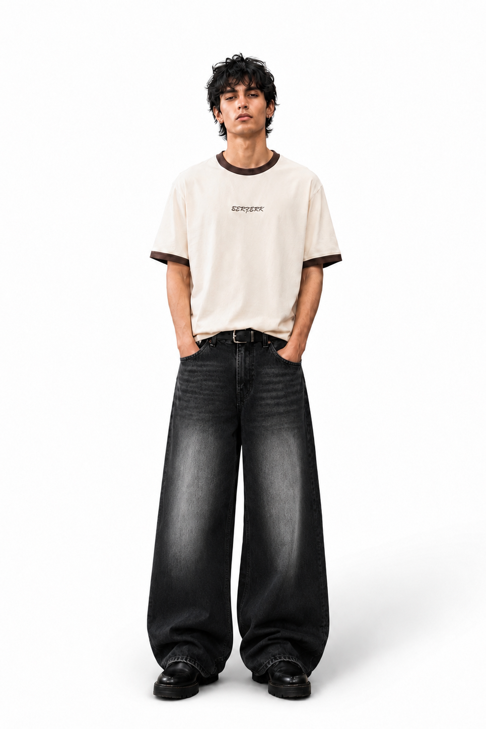 NOIR WASHED WIDE LEG DENIM