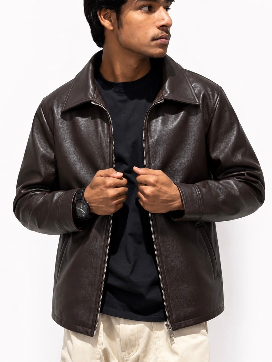 BROWN LEATHER JACKET[BZK-SPECIAL EDITION]