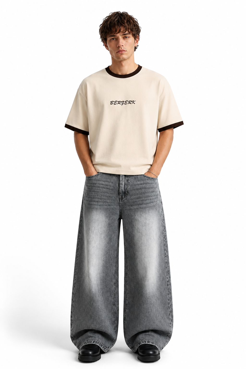 Mocha Tee × Ash Wash Denim Combo