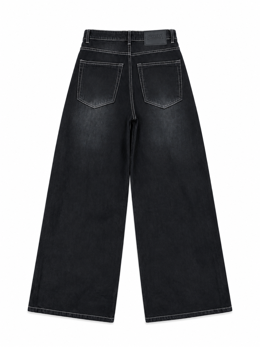 CHARCOAL BLACK WASHED WIDE LEG DENIM