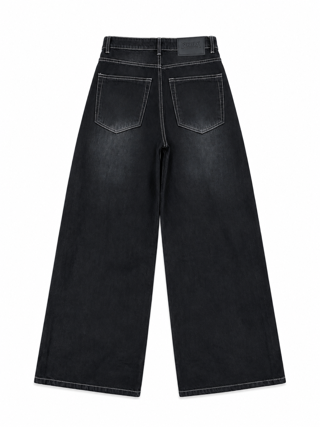 CHARCOAL BLACK WASHED WIDE LEG DENIM