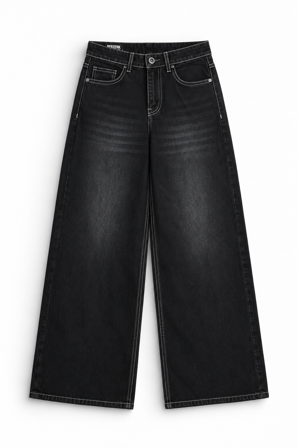 CHARCOAL BLACK WASHED WIDE LEG DENIM