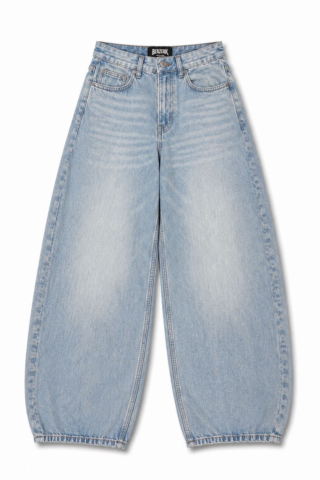 ICE BLUE WASHED BALLOON FIT DEMIM JEANS