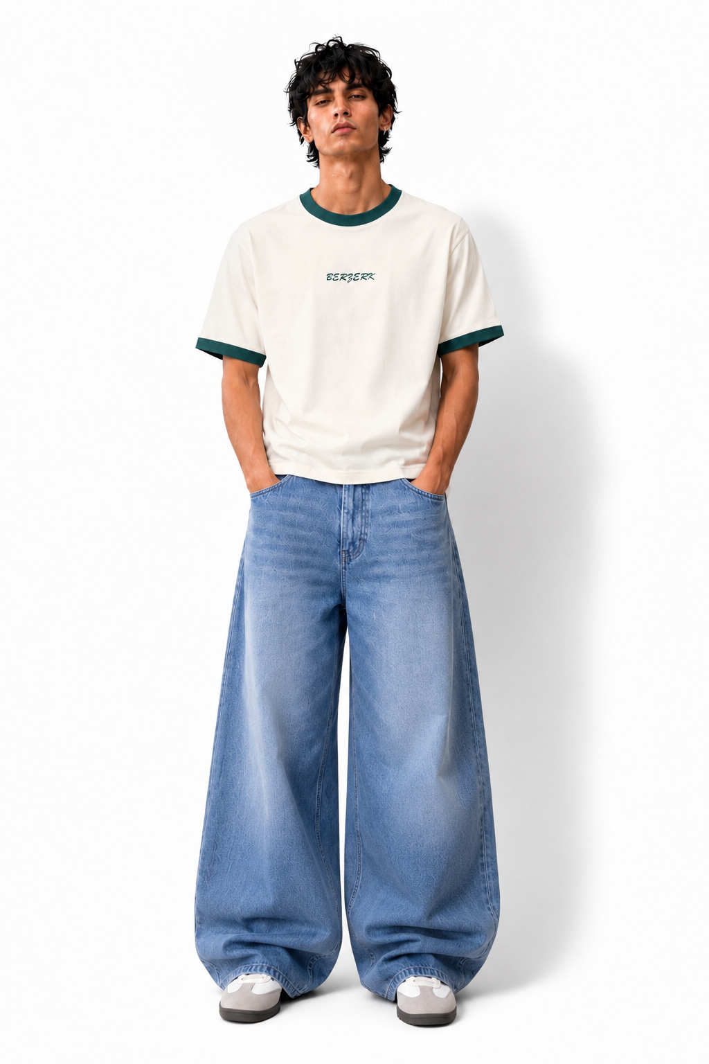 BLUE DENIM WIDE LEG JEANS