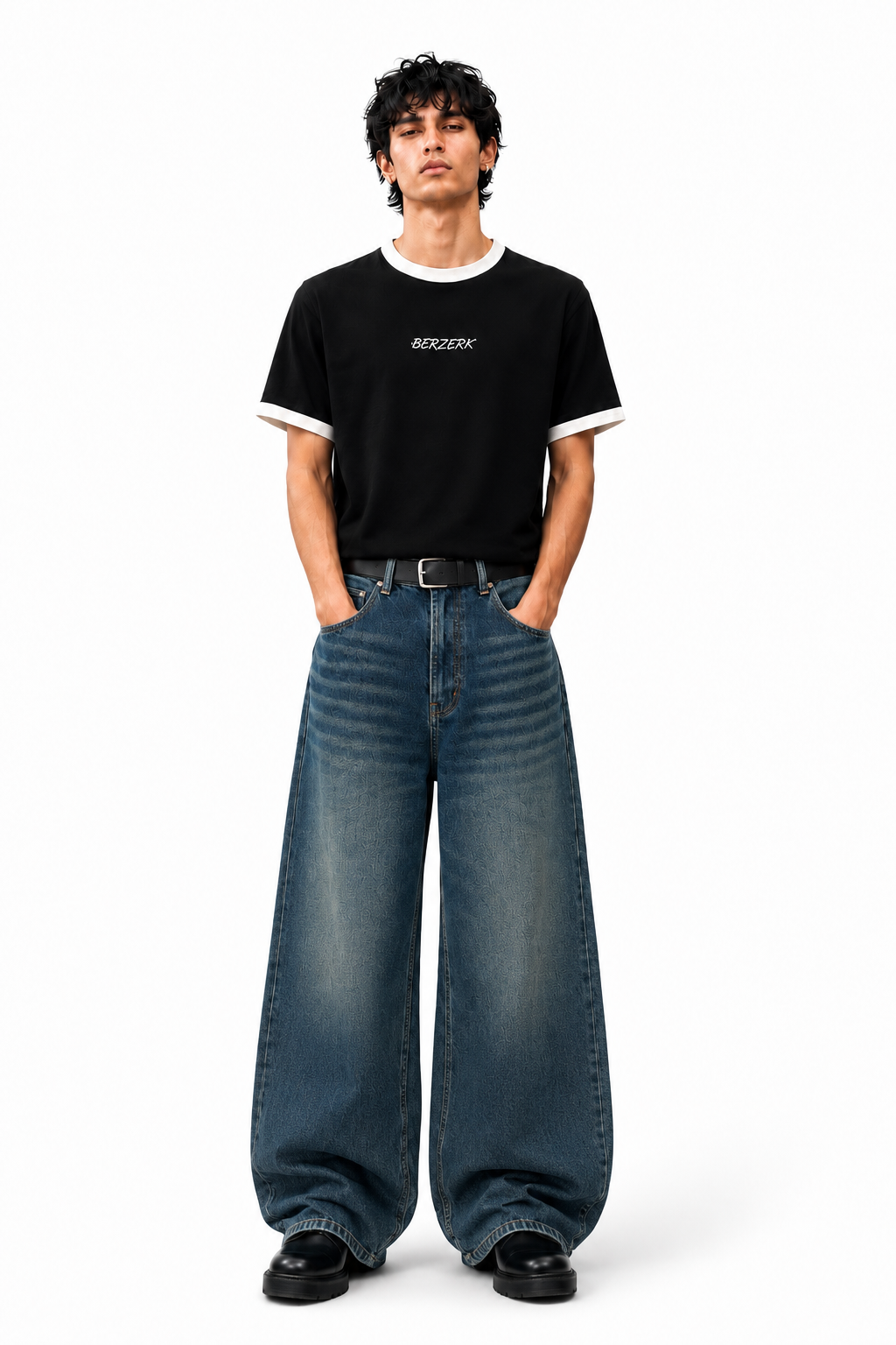 VINTAGE WASH WIDE LEG JEANS