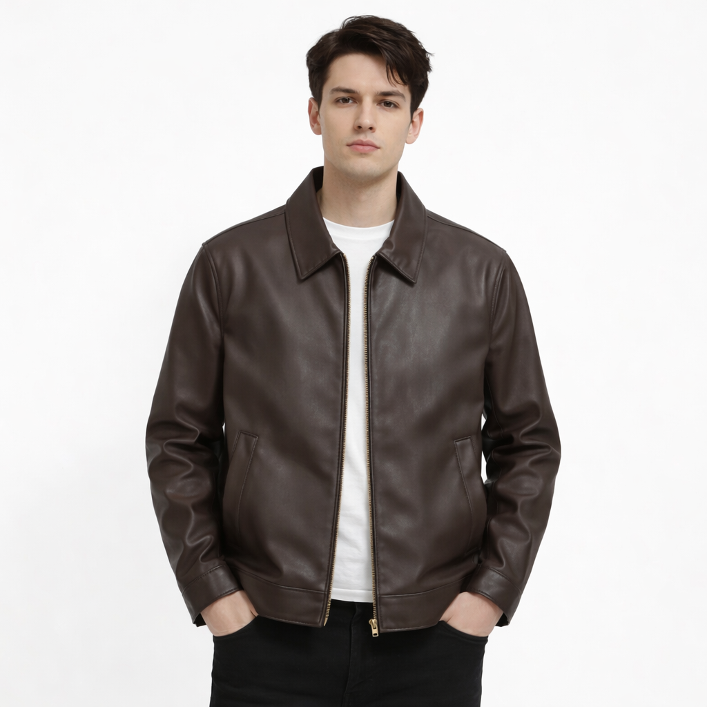 BROWN LEATHER JACKET BZK-3