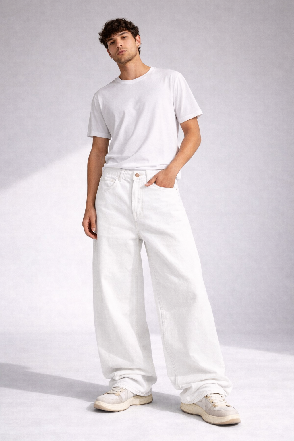 CLASSIC WHITE WIDE LEG DENIM JEANS
